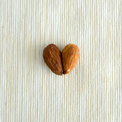 two almonds making a heart