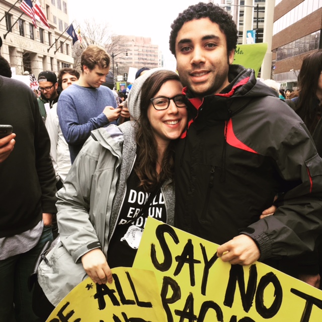 Alisa and Charlie protesting